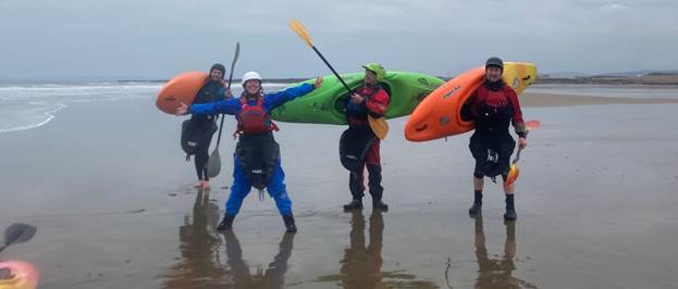 Kayaks on a beach